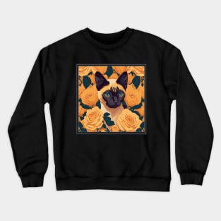 Siamese cat. Style vector (yellow version Siamese cat) Crewneck Sweatshirt